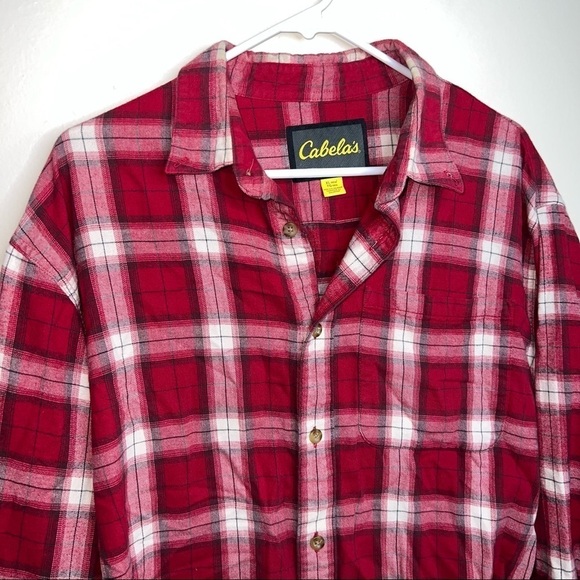 Cabela’s Men’s Red Plaid Cotton Button Down Flannel Size XL - Picture 4 of 7